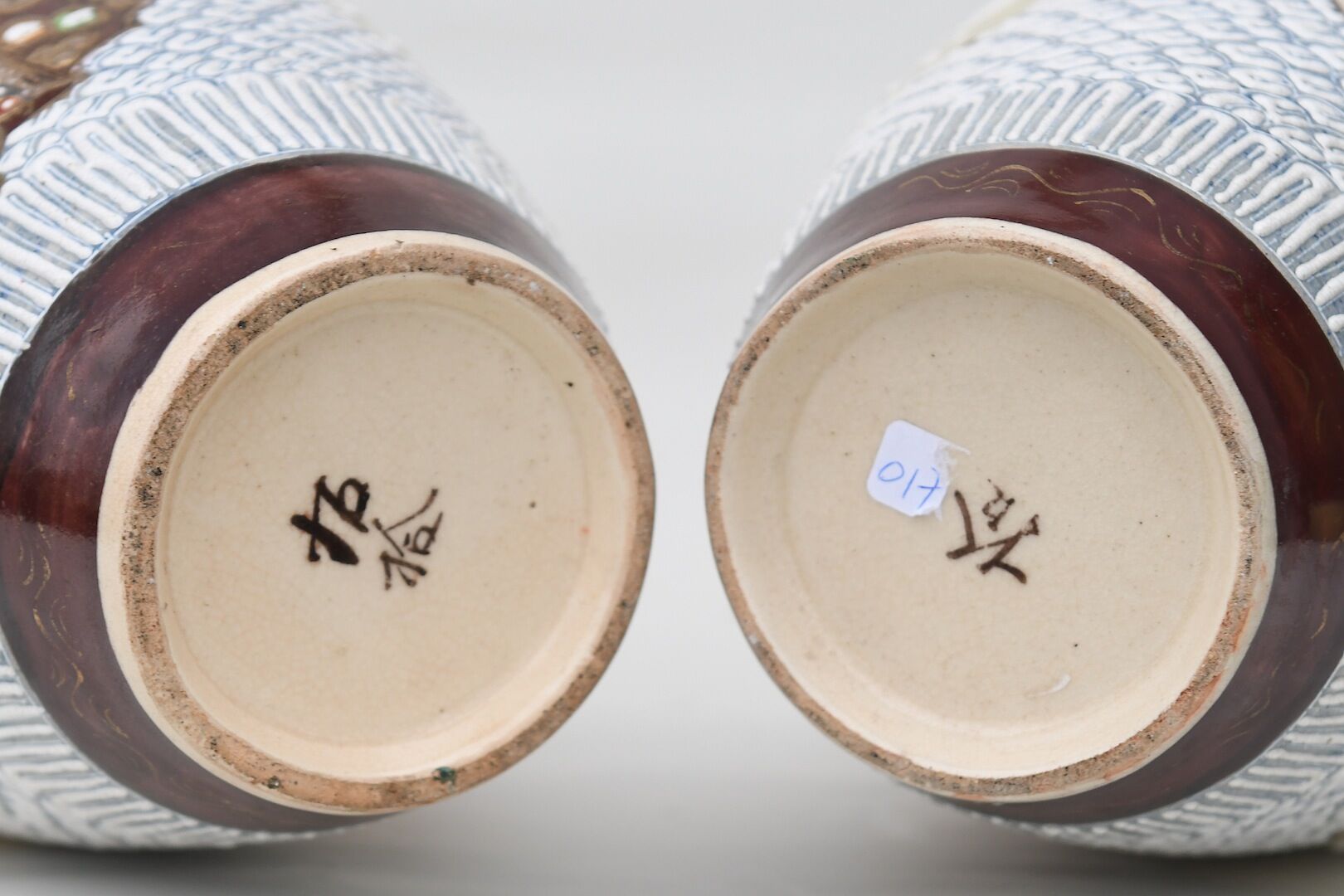 Pair of Satsuma porcelain vases