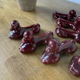 Red poodle ceramic knife holder