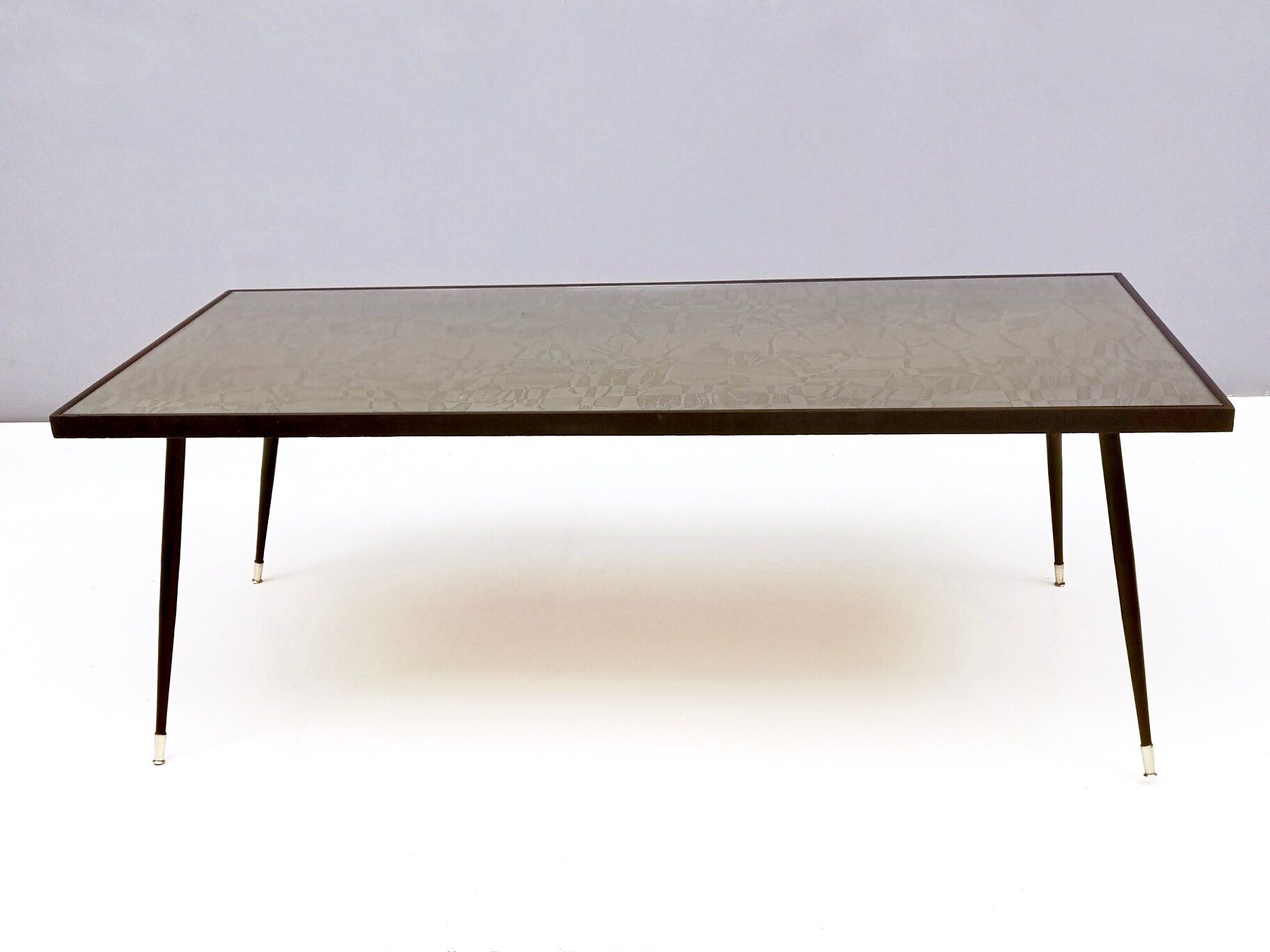 Elegant Rectangular Vintage Etched Brass Coffee Table by G. Urs, Italy
