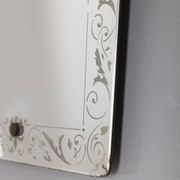 Vintage 1940s Italian design wall mirror with decorated glass