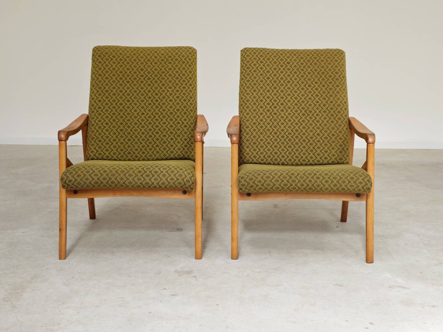 Pair of light green armchairs by Jiri Jiroutek for Interier Praha, 1960