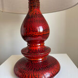 Vintage Modernist Handmade Red Fat Lava Ceramic German Pendant Lamp