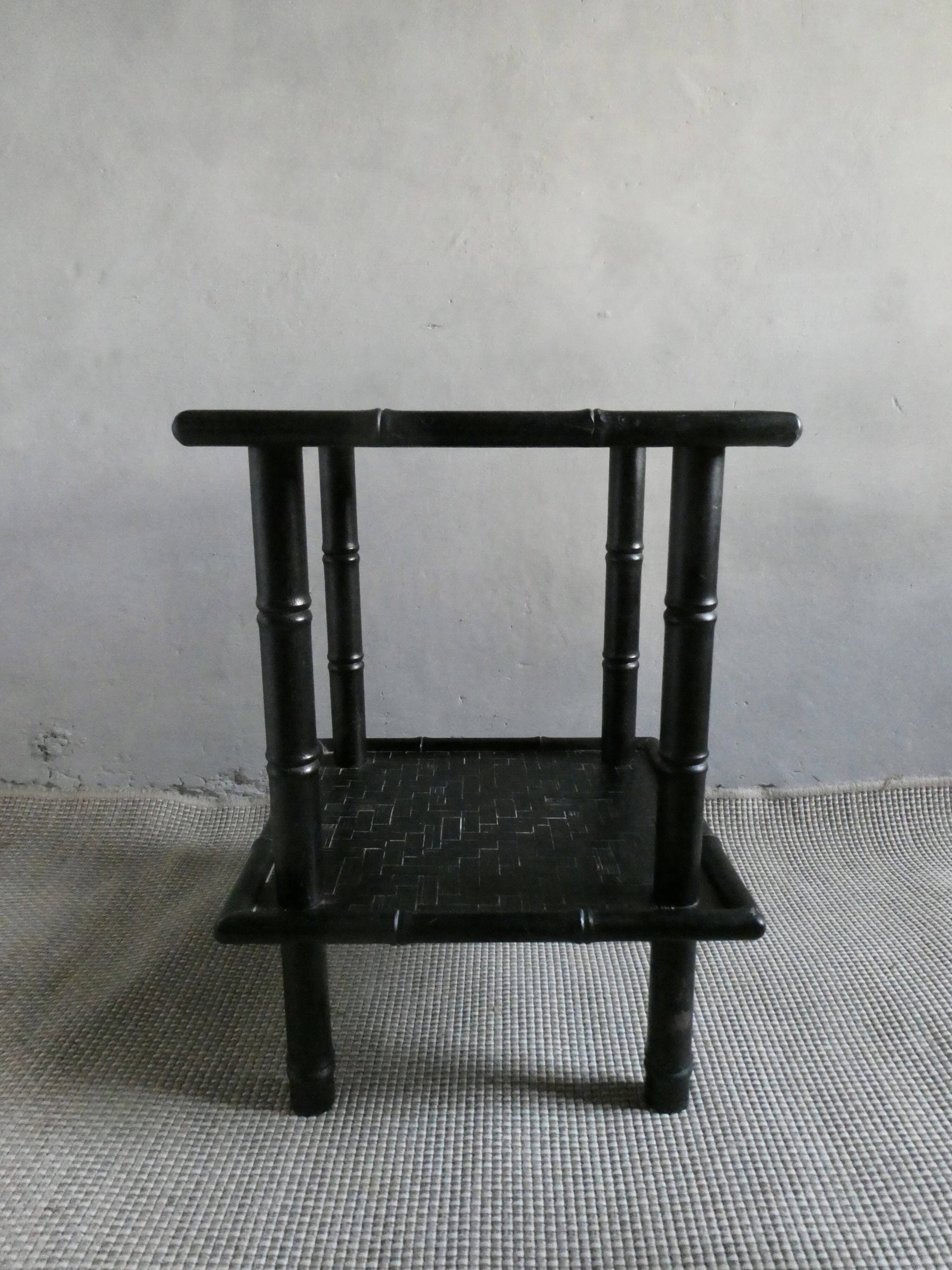 Bamboo bedside or end table, 70s-80s