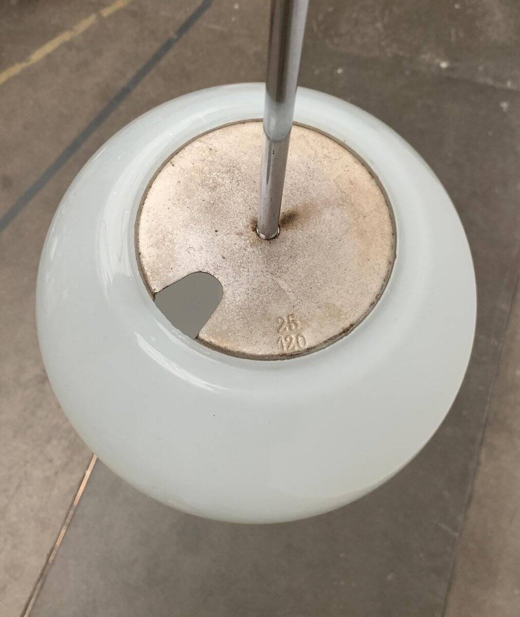 Mid-Century German Glass and Metal Ball Pendant