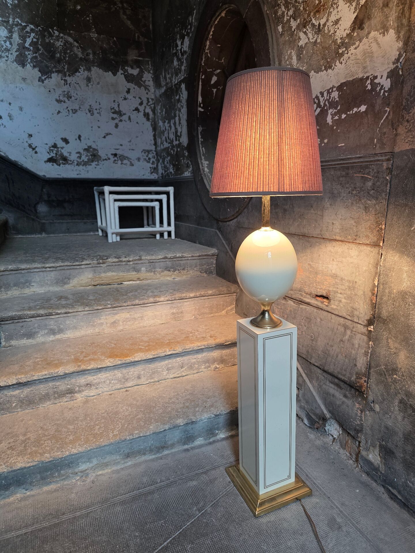 "Ostrich egg" floor lamp by Maison Le Dauphin
