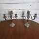 Pair of Louis XVI style candlesticks in silver-plated bronze