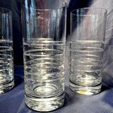 Set of 4 orangeade glasses water fruit juice in twisted crystal