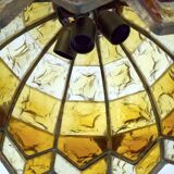 Brutalist Hammered Glass Chandelier by Longobard, Italy, 1970s