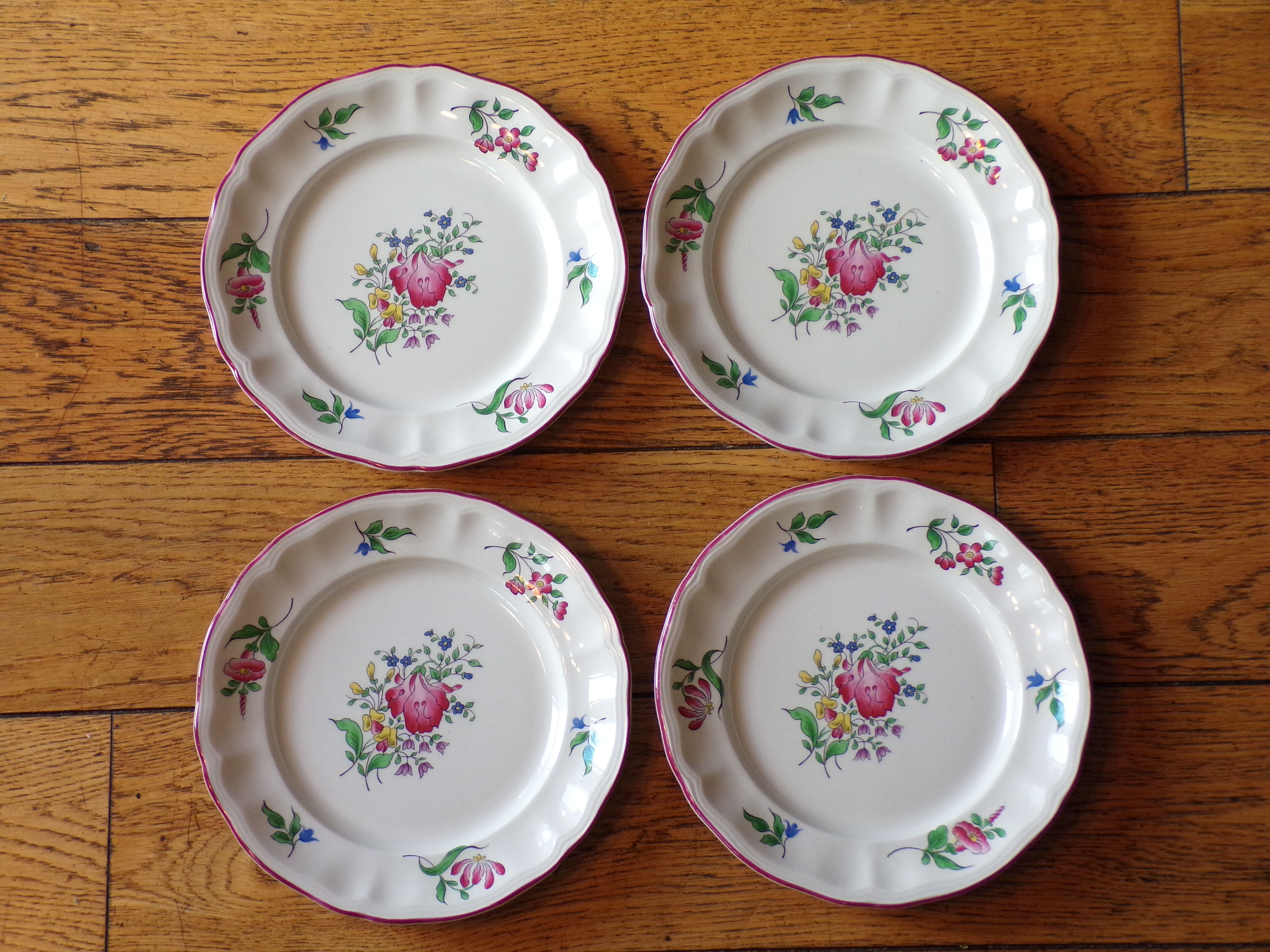 4 dessert plates Lunéville Kg street lamp