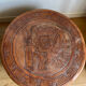 Carved leather pouf in the Mayan style by Angel Pazmino, Ecuador, 1960