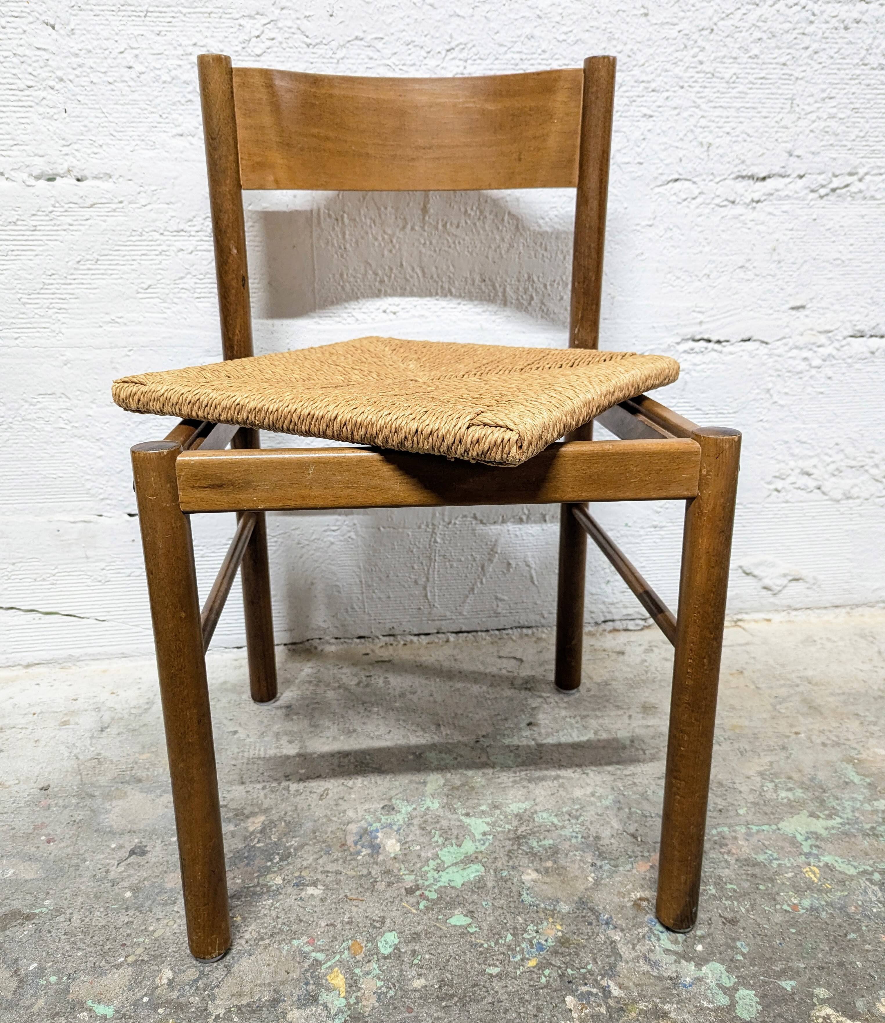 Pair of wooden and rope chairs