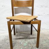 Pair of wooden and rope chairs