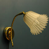 Danish wall lamp, brass and glass