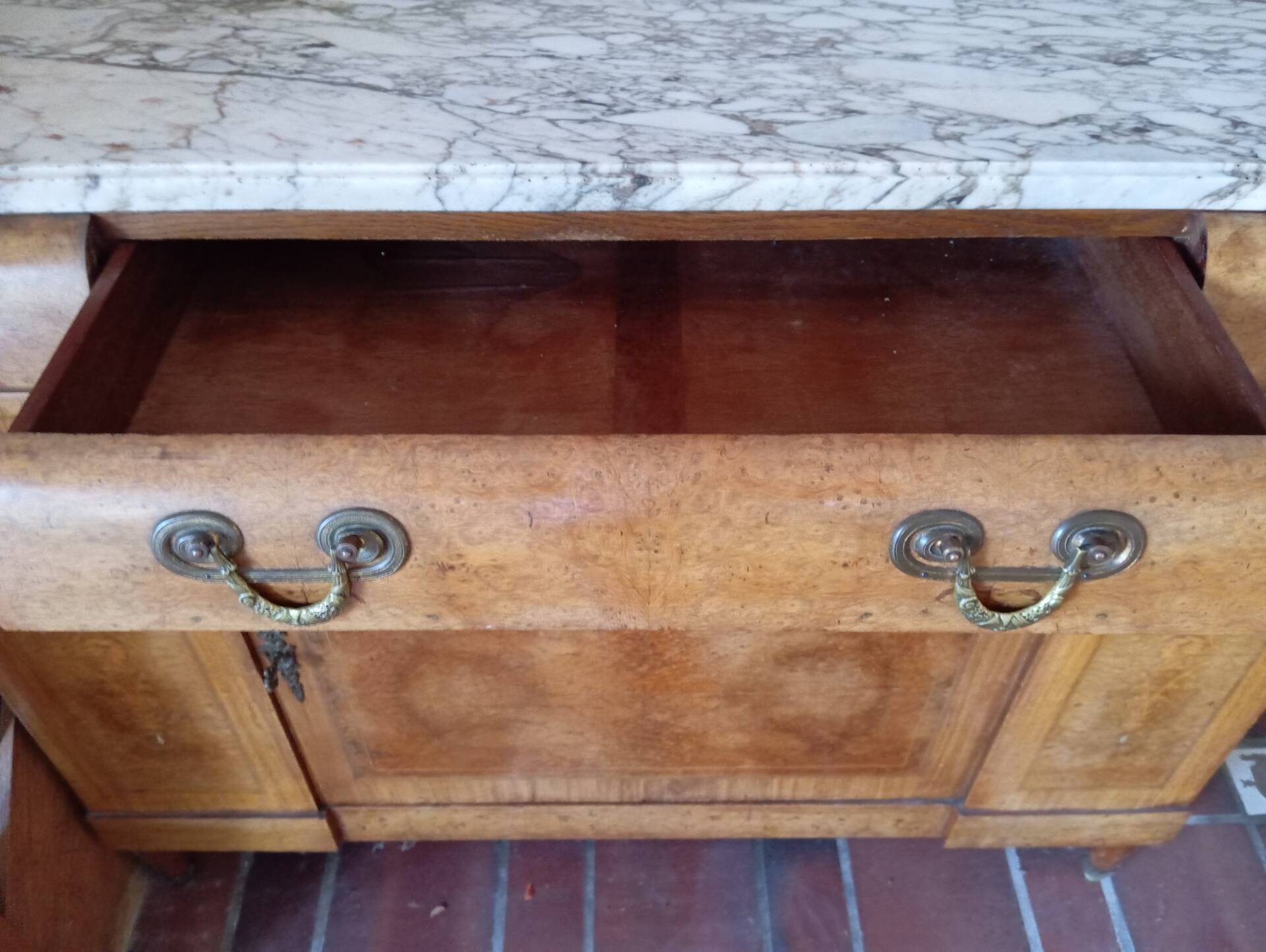 Walnut/Art Deco marble buffet