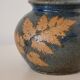 Sandstone vase decorated with oak leaf, ceramic by Alain Blanchard