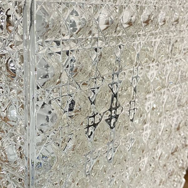 Grande applique murale carrée plafonnier verre transparent luminaire ancien