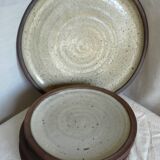 Service de 6 assiettes et plat grès pyrite vintage 1970-80
