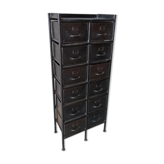 Black metal cabinet, 12 lockers