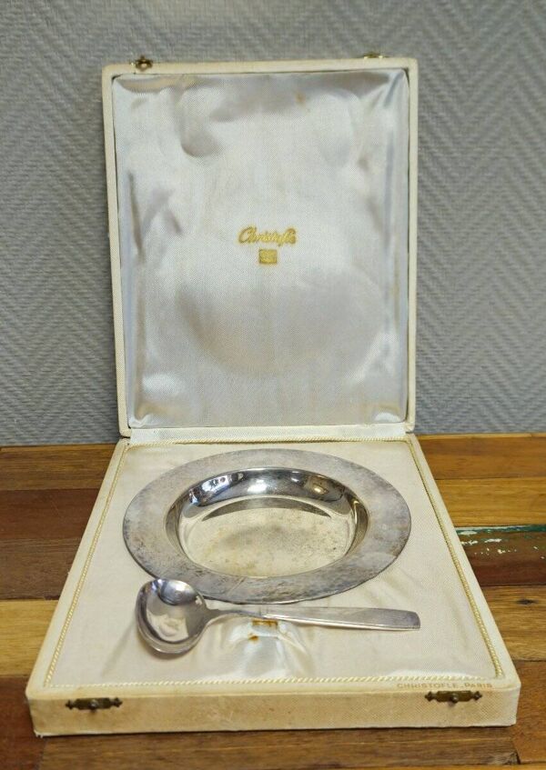 Christofle – Service à bouillie / porridge en métal argenté – Coffret d’origine –