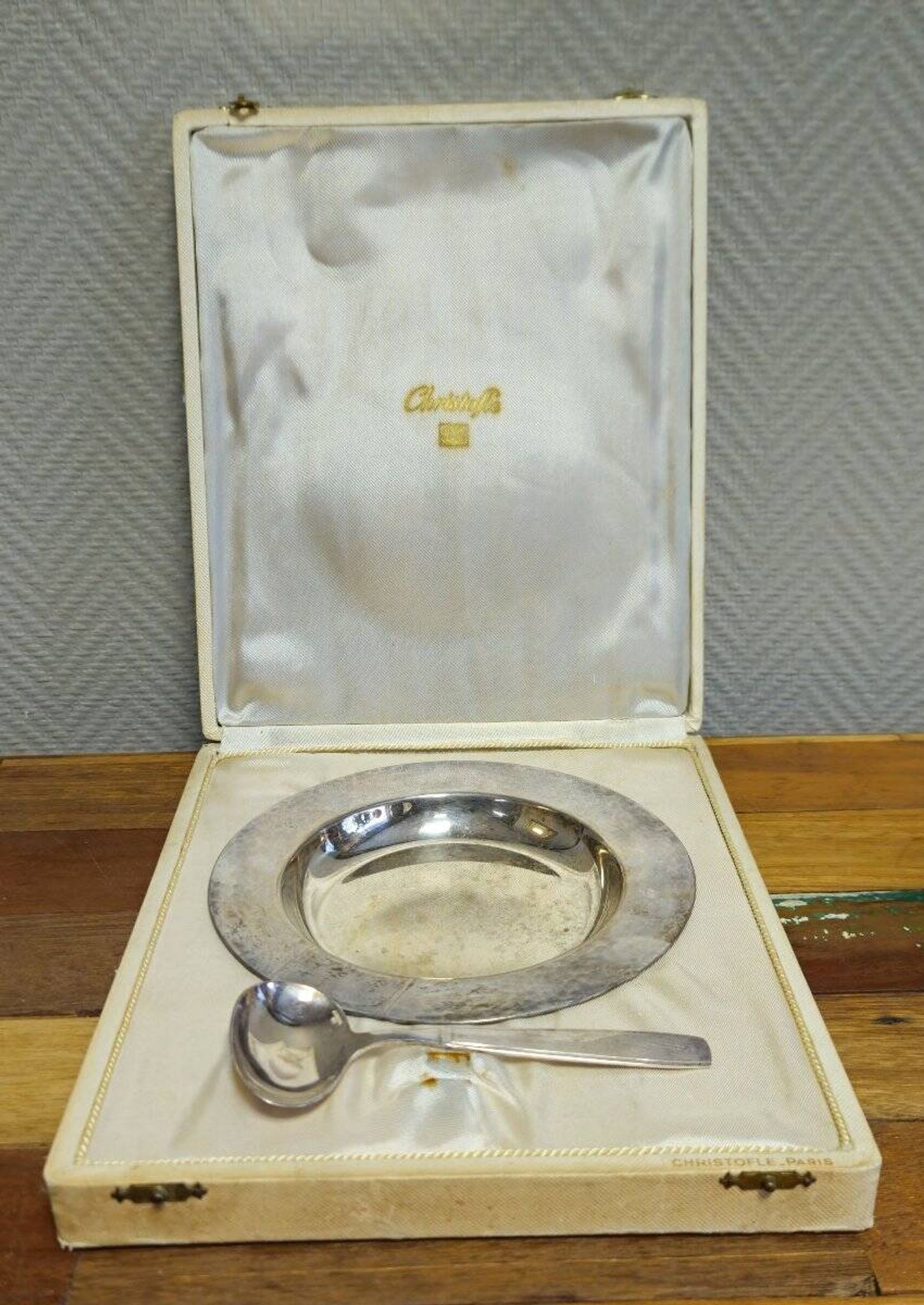 Christofle – Service à bouillie / porridge en métal argenté – Coffret d’origine –