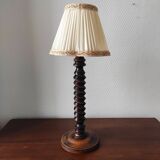 French vintage turned wooden lamp from the 40s-50s.