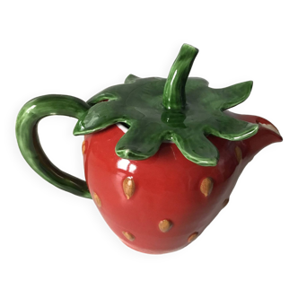 Théière en barbotine forme fraise