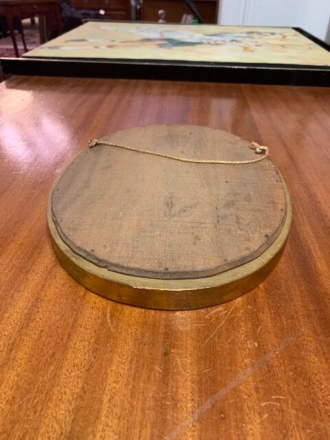 Golden mirror with pearl ring, 31x24 cm