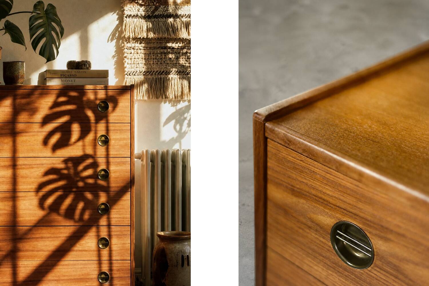 Commode haute en teck vintage danois moderne du milieu du siècle
