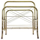 Présentoir à journaux/revues en métal doré des années 1980