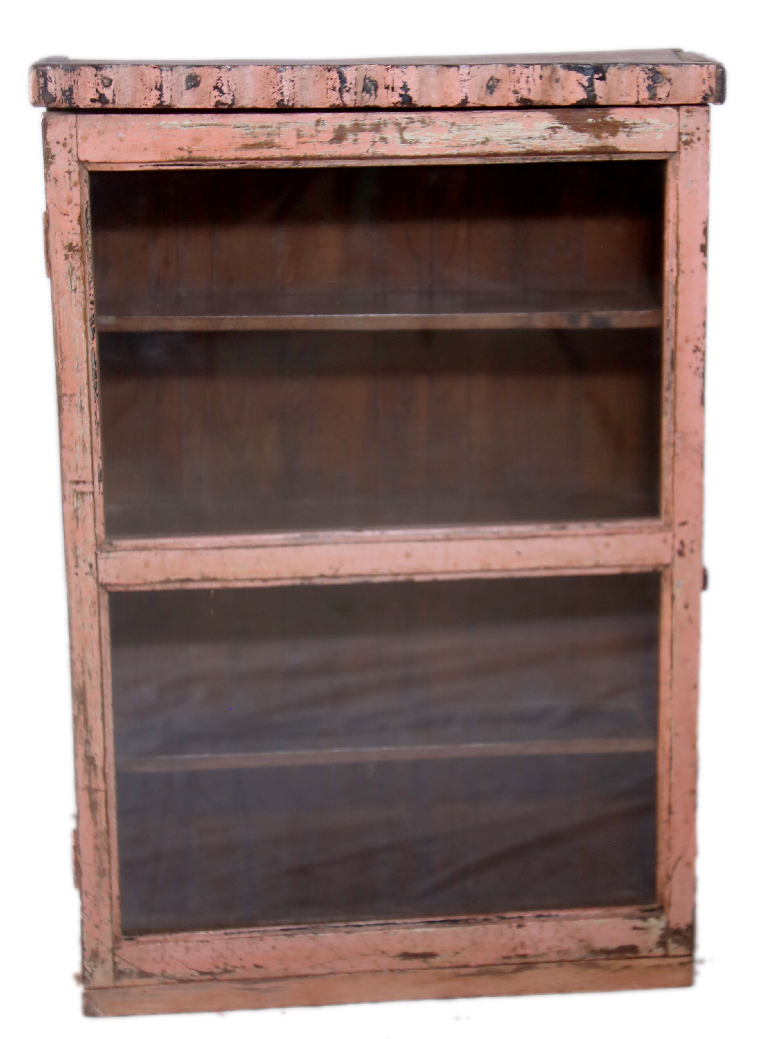 Shelf - Burmese teak wall display case with its beautiful pink patina
