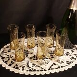6 mini flûtes à champagne en verre soufflé