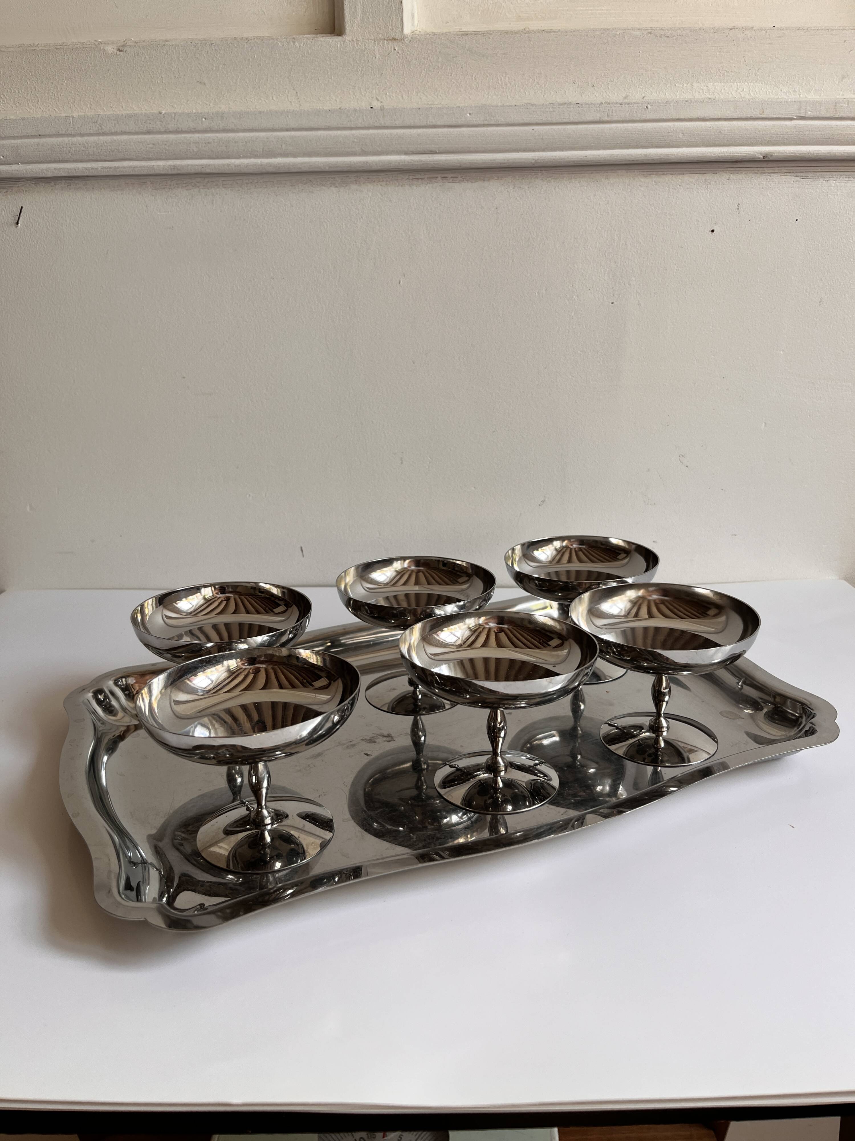 Ice cream cups and stainless steel trays