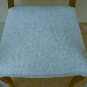 Fauteuils bridges chic année 50 en bois massif   blanc beige cousus main