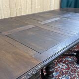 Oak dining table with beech base and 3 extensions