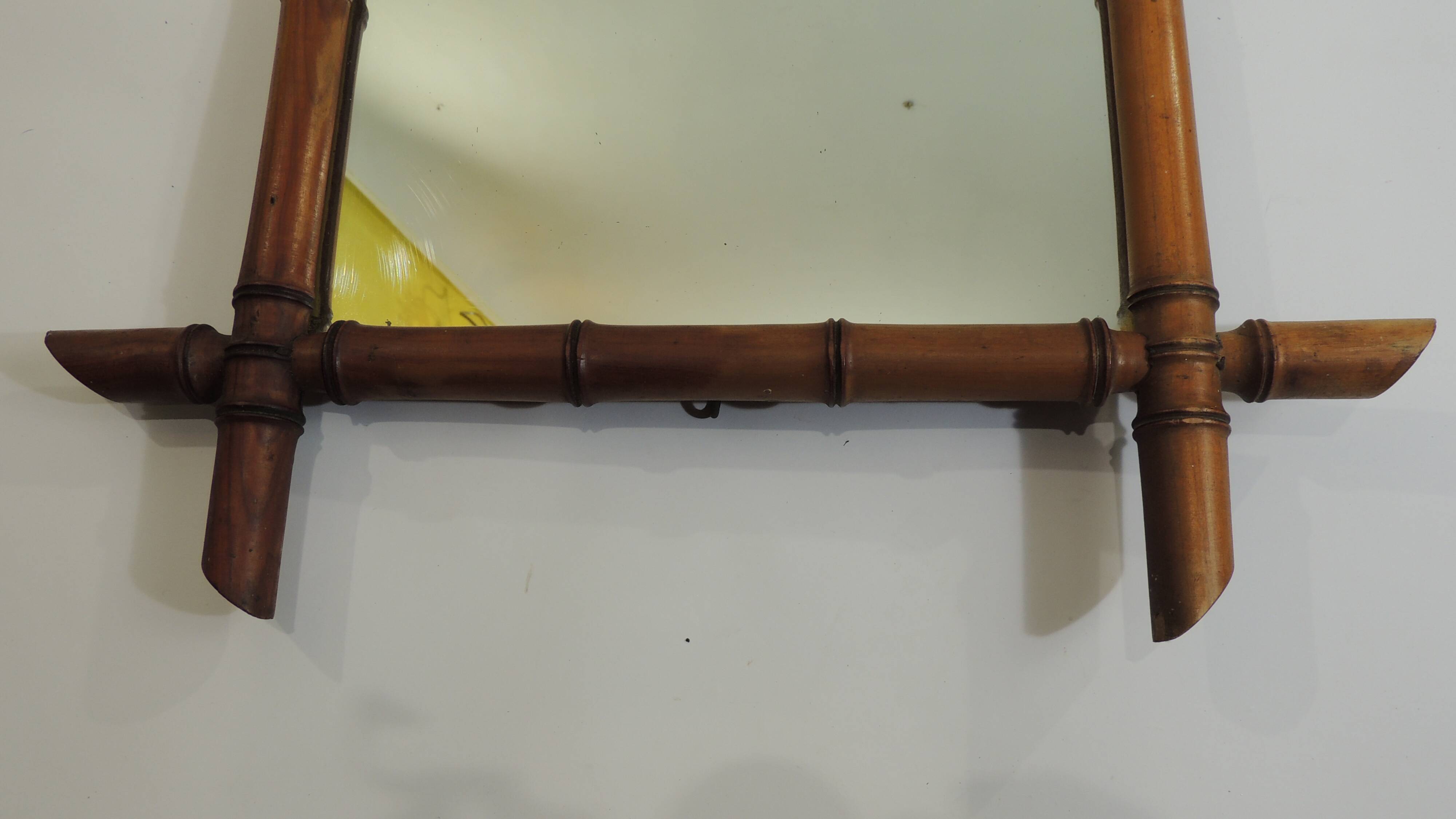 French mercury mirror / faux bamboo / 19th century / carved wood