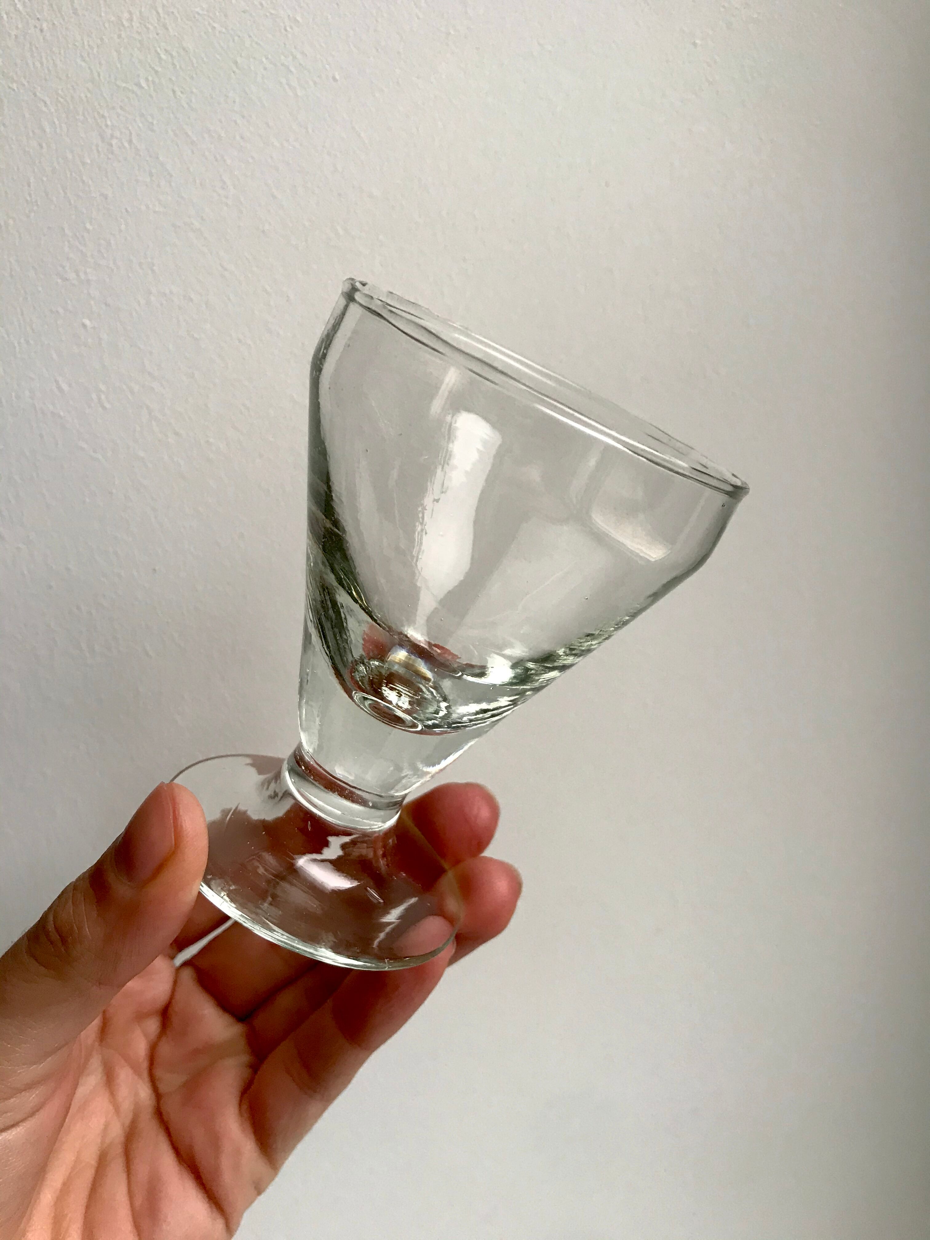 set of 5 glasses with thick bottom feet early twentieth century