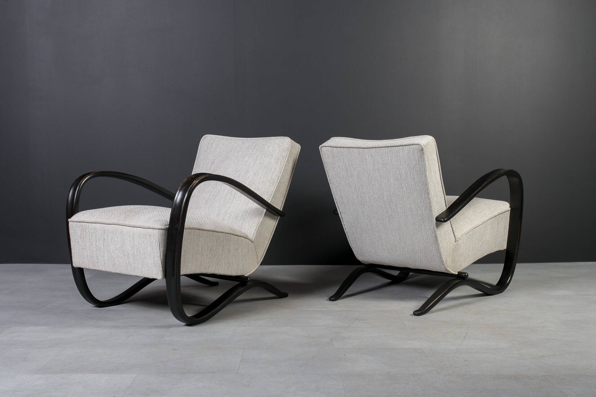 Set of two Art Deco Armchairs by J. Halabala, Model H269, 1930s