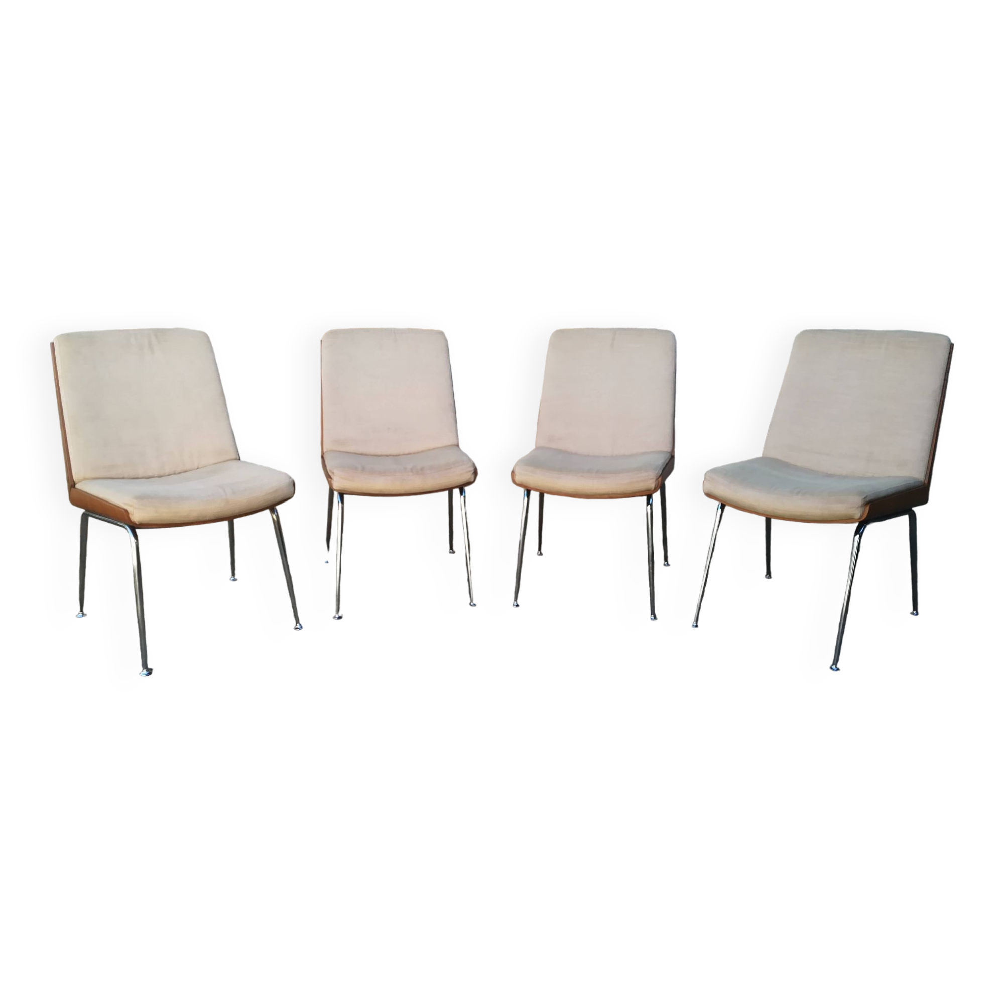 Wooden and fabric shell chairs