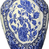 Vintage Delft Blue Ginger Jar: Blue and white ceramic vase
