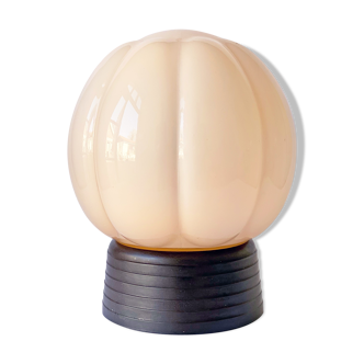 Plafonnier thabur rose pastel art déco, globe-lumière en verre