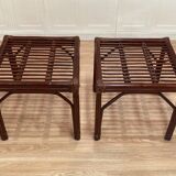 Rattan bench or pair of stools from the 1950s