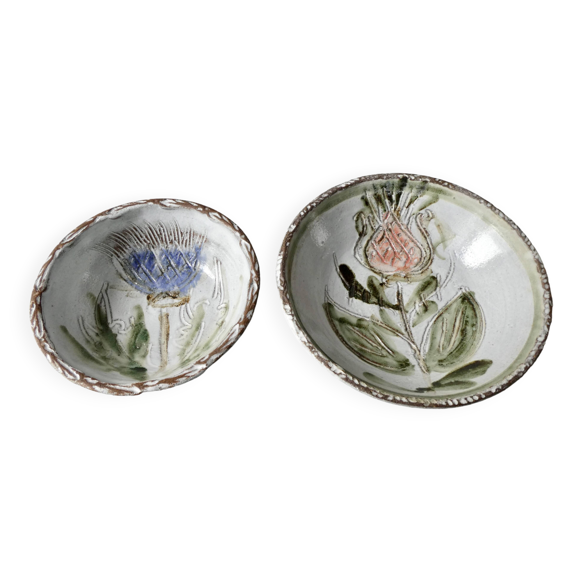 2 ceramic cups signed, Albert Thiry Vallauris