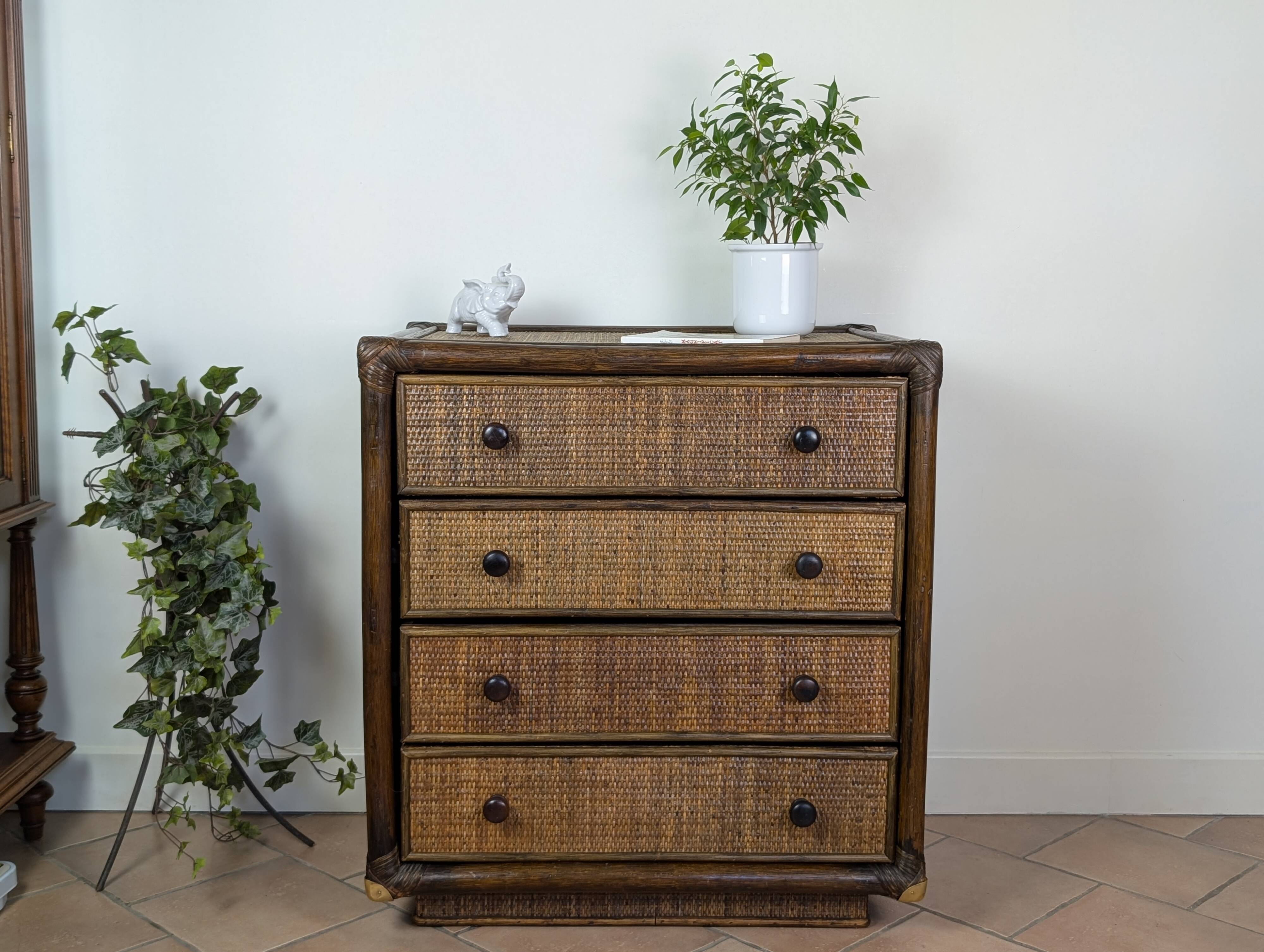 Commode bambou et rotin