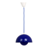 Blue enamelled suspension flowerpot by Verner Panton for Louis Poulsen, Denmark, 1969.
