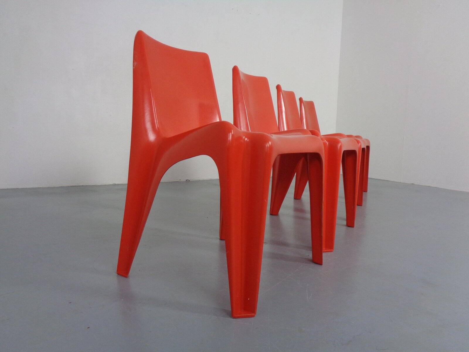 B1171 Fiberglass Stacking Chairs by Helmut Bätzner for Bofinger, 1960s, Set of 4