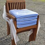Stackable chair-armchair in solid teak with cushion by Vlaemynck