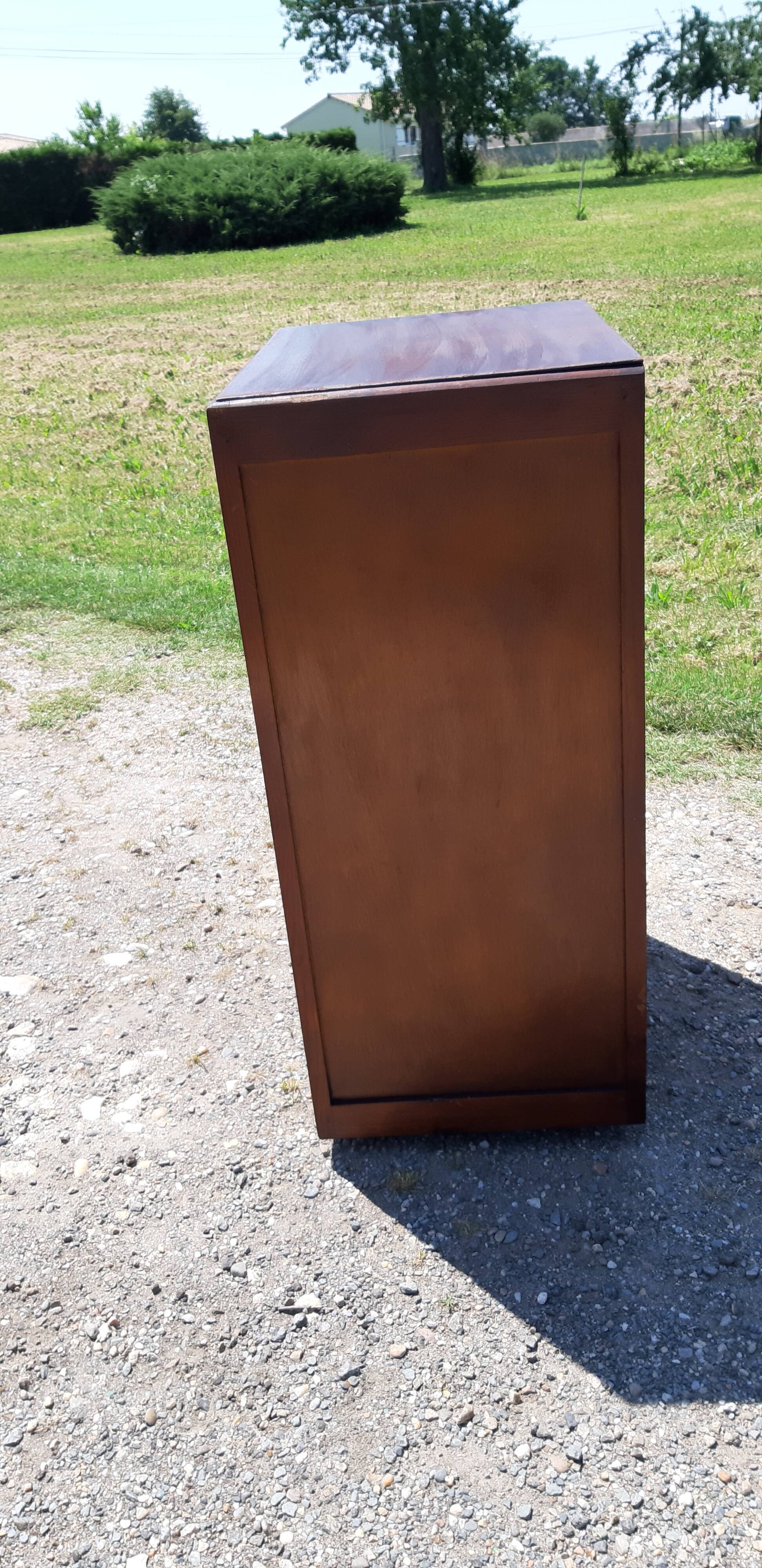 Industrial furniture Wood and Brass, 5 drawers