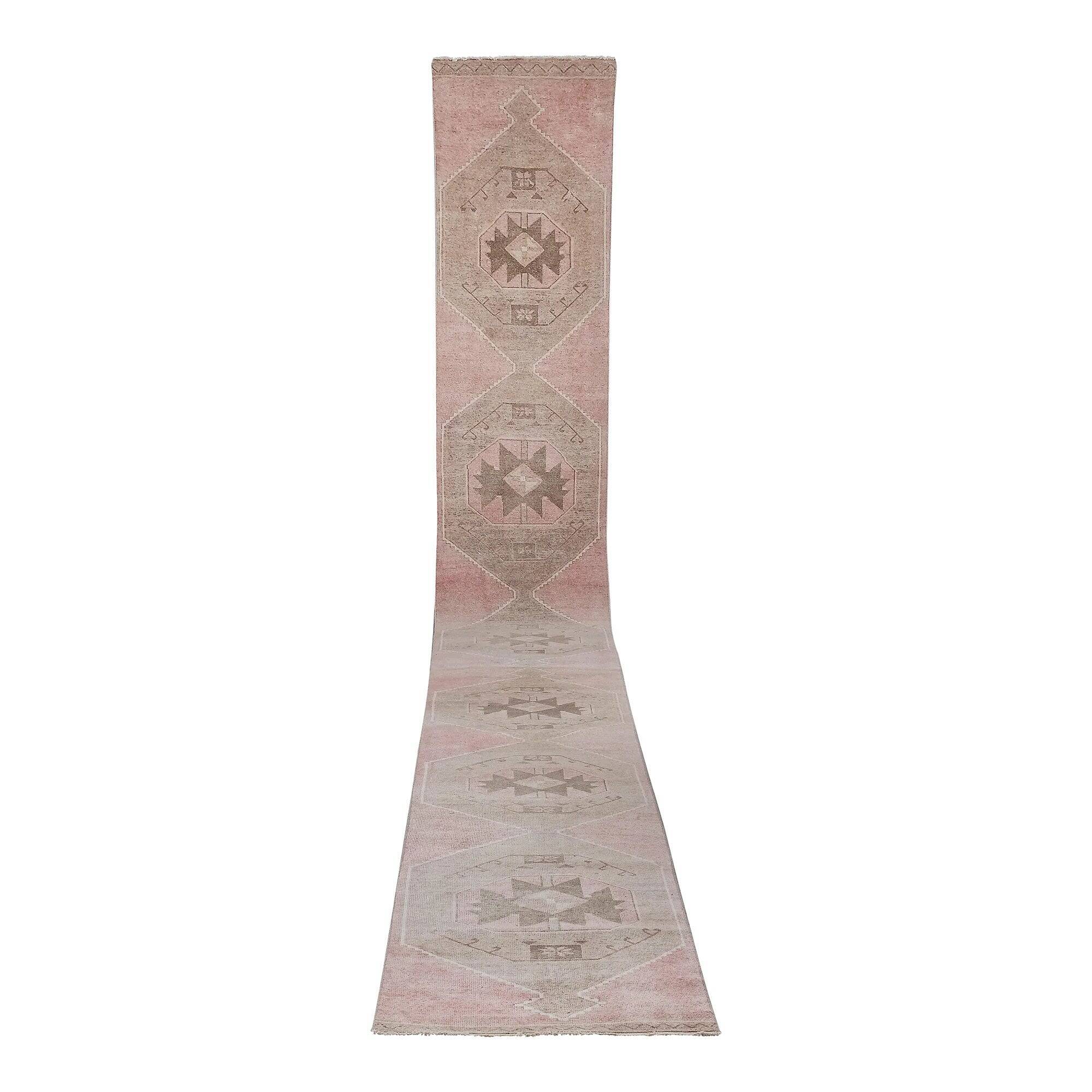 Tapis de couloir turc vintage 87x846 cm