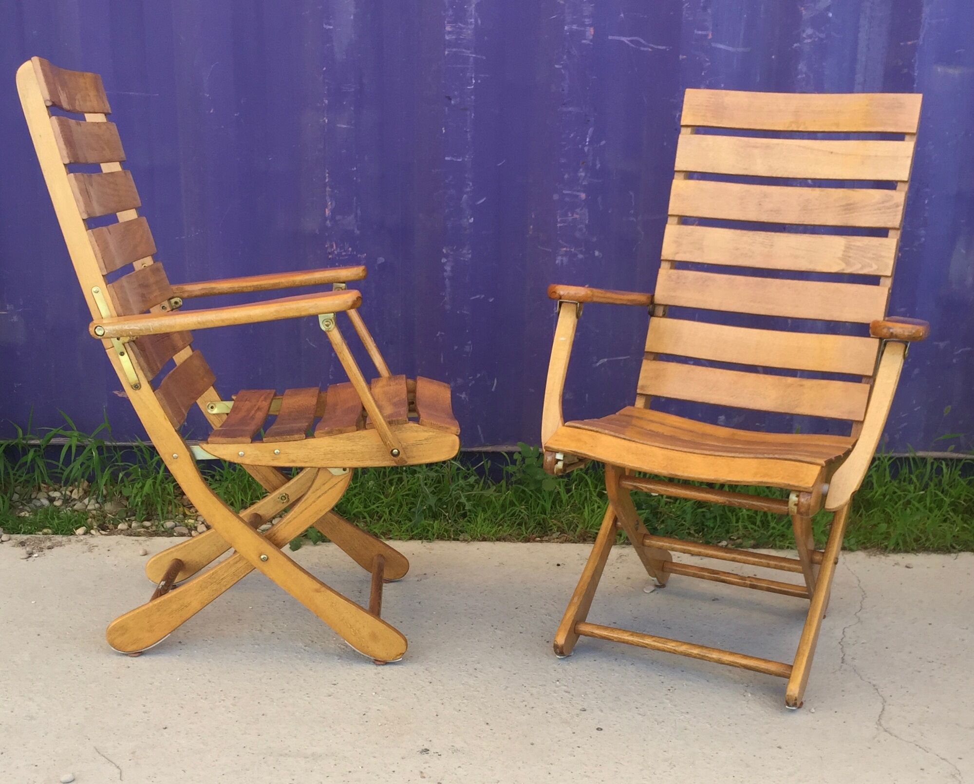Pair of folding wooden armchairs brand Sodibois