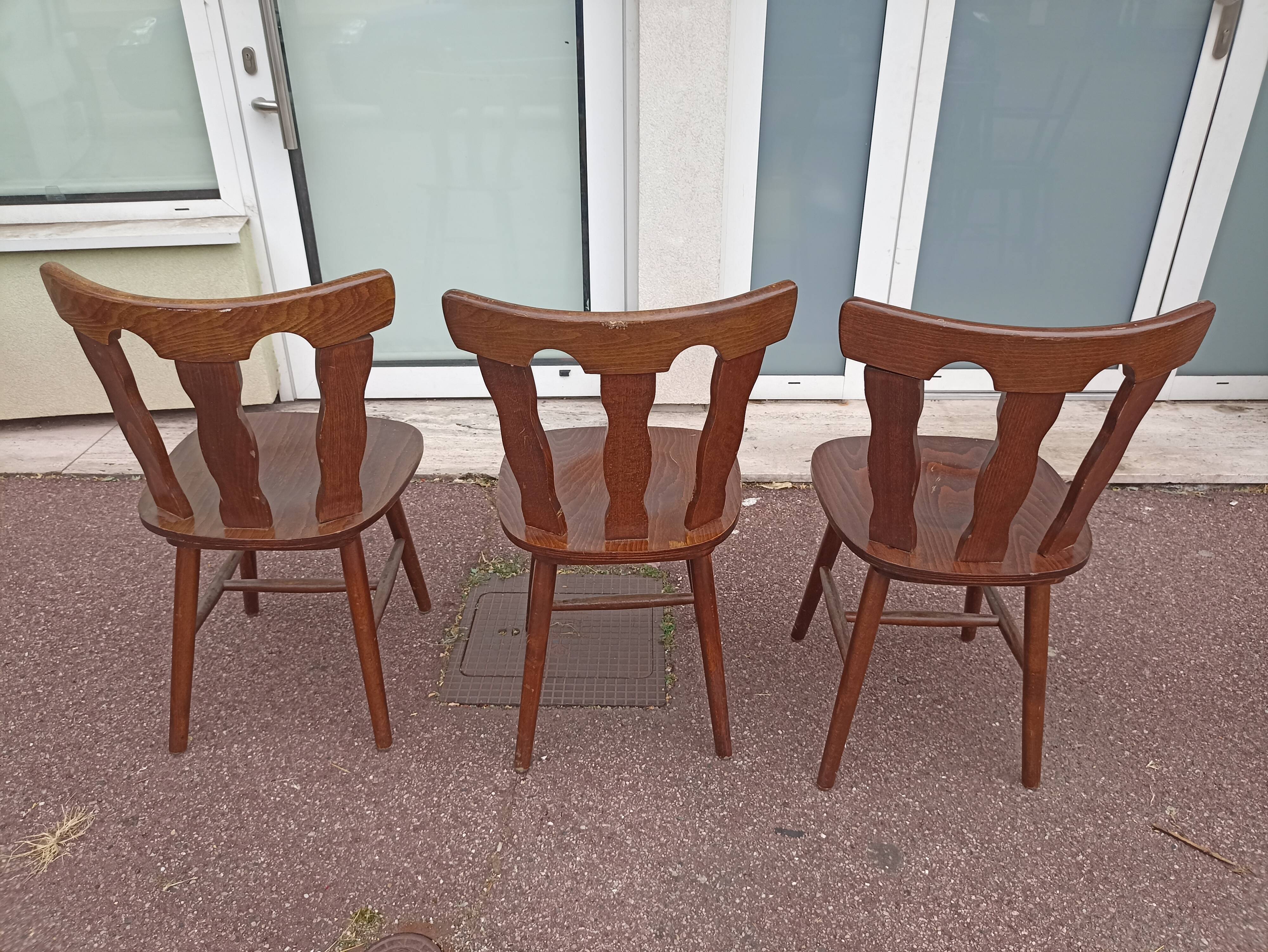 Lot 7 chaises de bistrot bois, année 70/80/90
